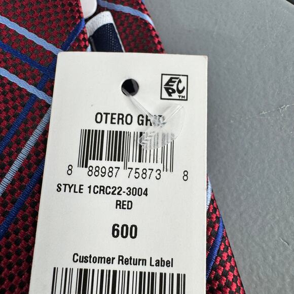 Club Room Mens Necktie Otero Grid‎ Red Office Professional Business  New - Picture 5 of 9